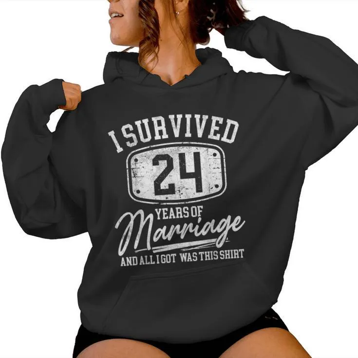 24Th Wedding Anniversary Couples Husband Wife 24 Years Women Hoodie