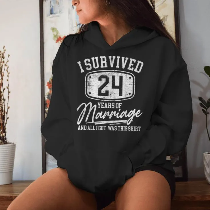 24Th Wedding Anniversary Couples Husband Wife 24 Years Women Hoodie