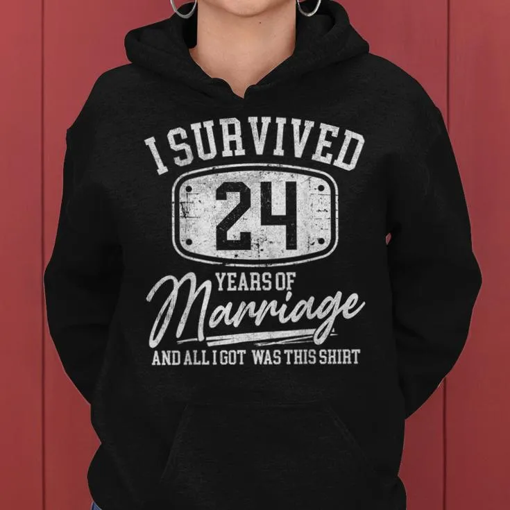 24Th Wedding Anniversary Couples Husband Wife 24 Years Women Hoodie