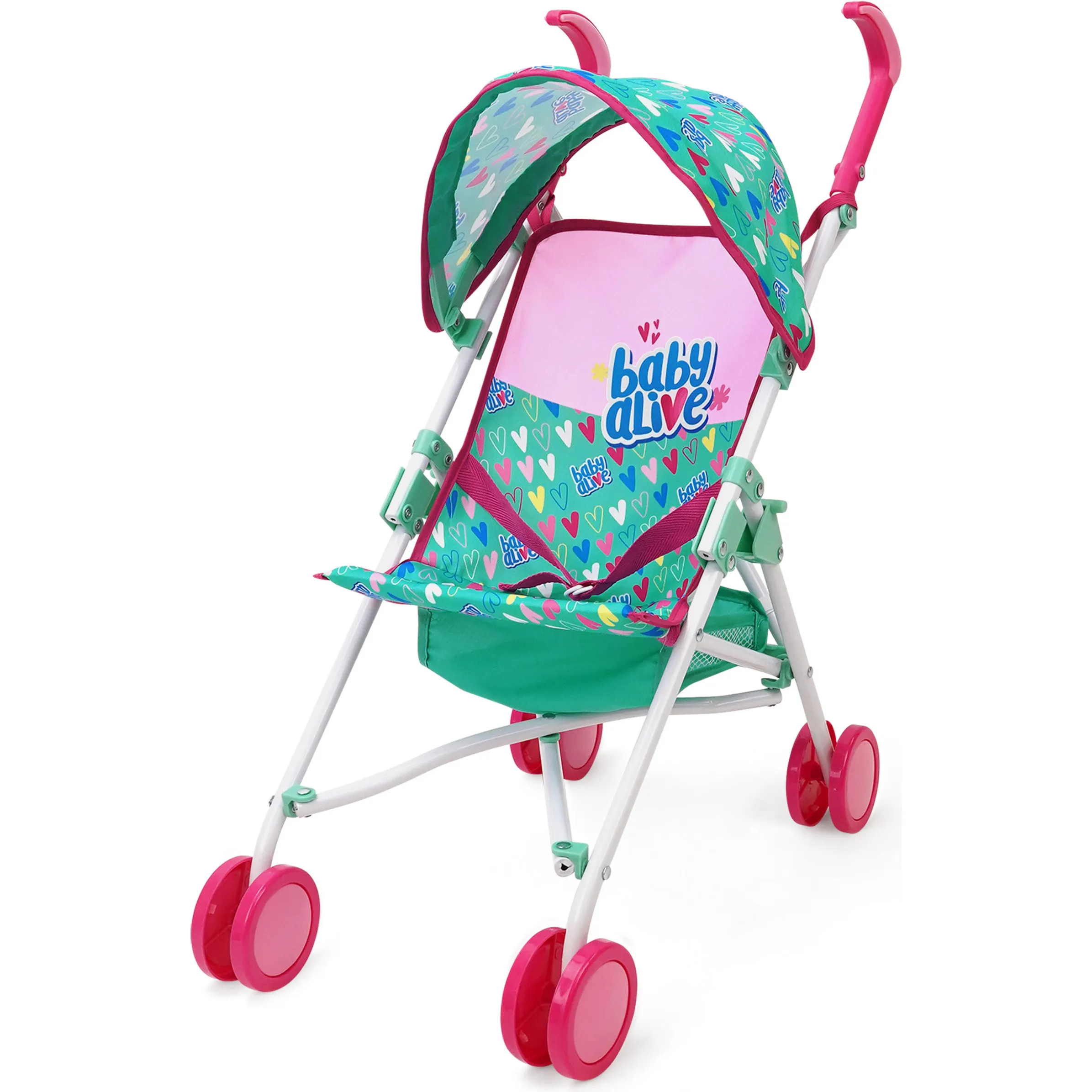 509 Crew Limited Baby Alive: Doll Umbrella Stroller - Green, Pink, Hearts