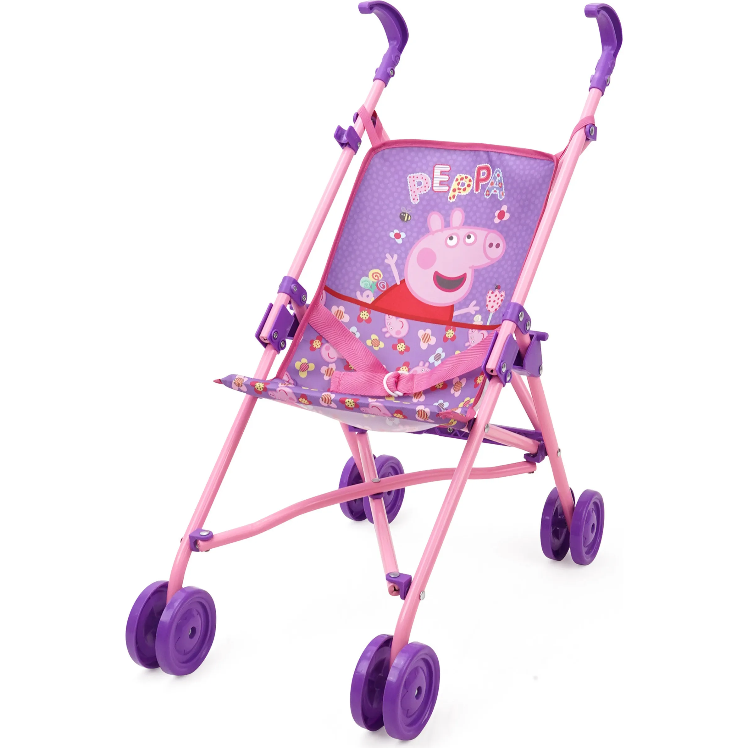 509 Crew Limited Peppa Pig: Doll Umbrella Stroller - Purple, Pink, Flowers