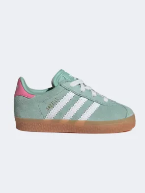 Adidas Gazelle Cf Infant Girls Original Shoes Green/White/Pink