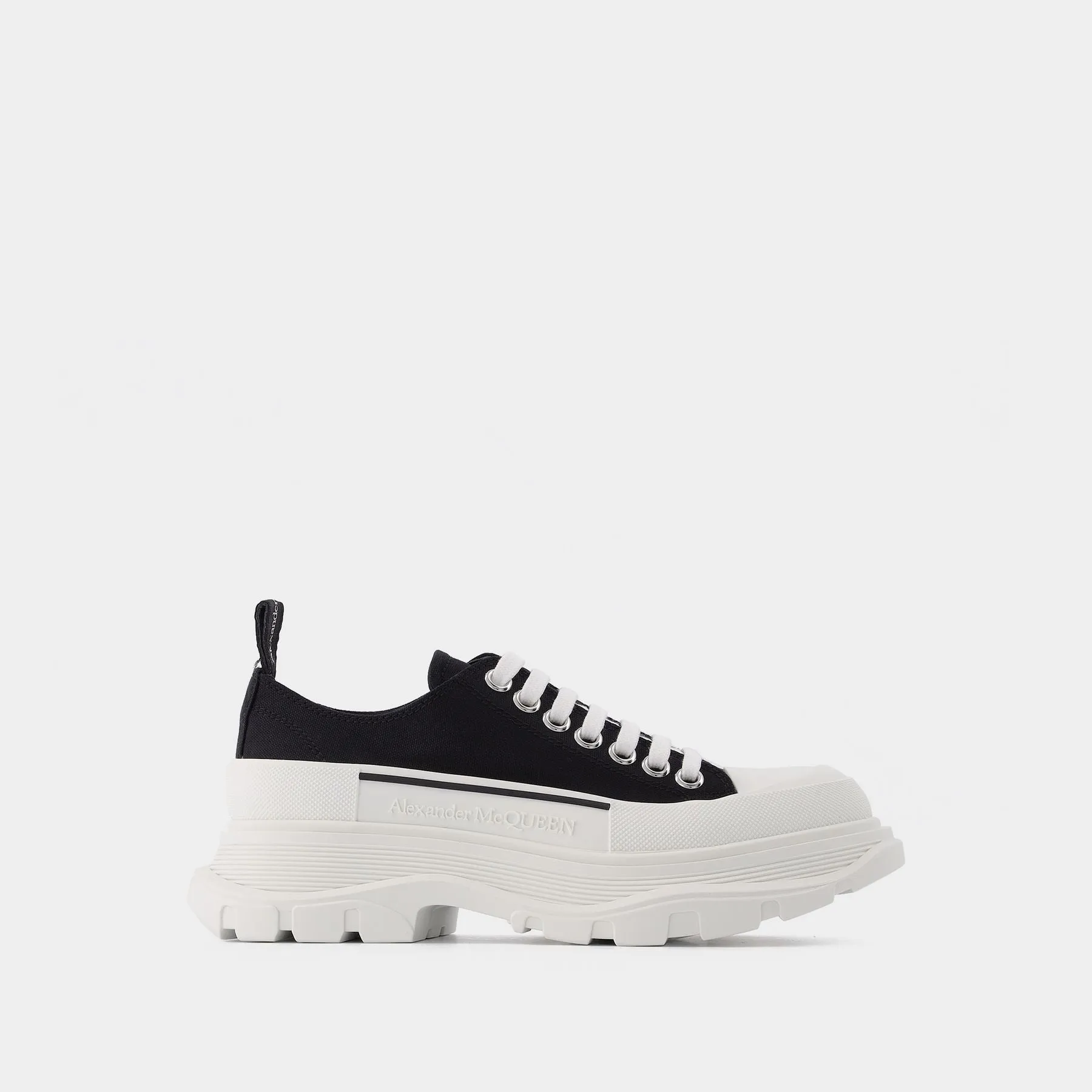 Alexander McQueen  Tread Slick Sneakers in Black and White Fabric