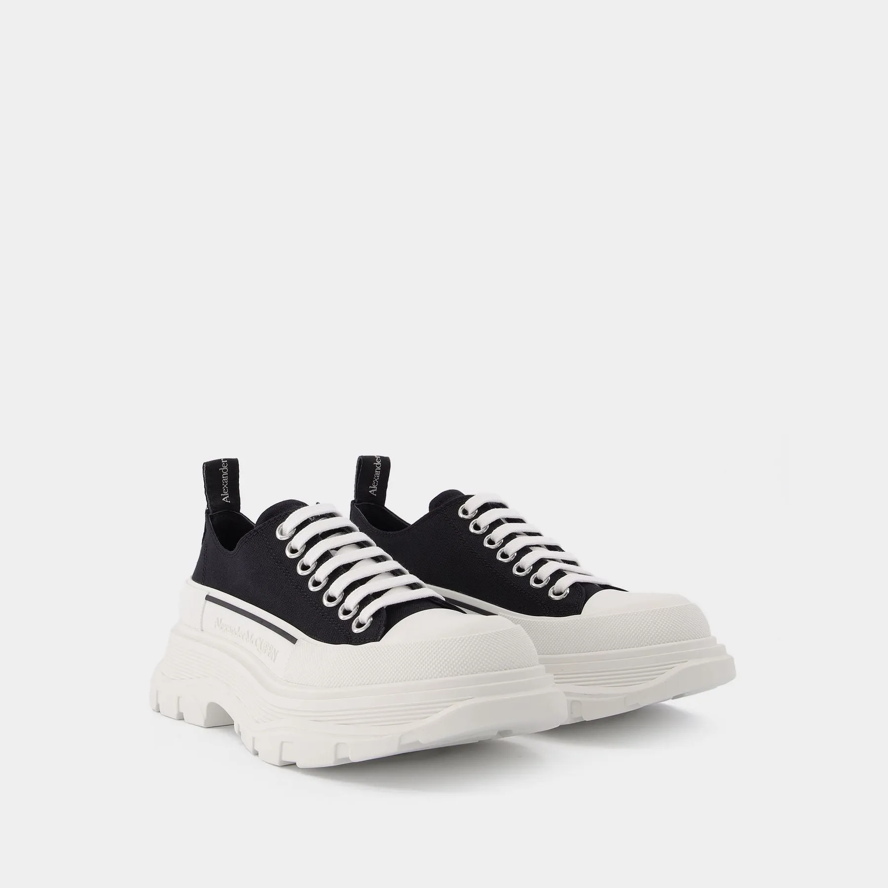 Alexander McQueen  Tread Slick Sneakers in Black and White Fabric