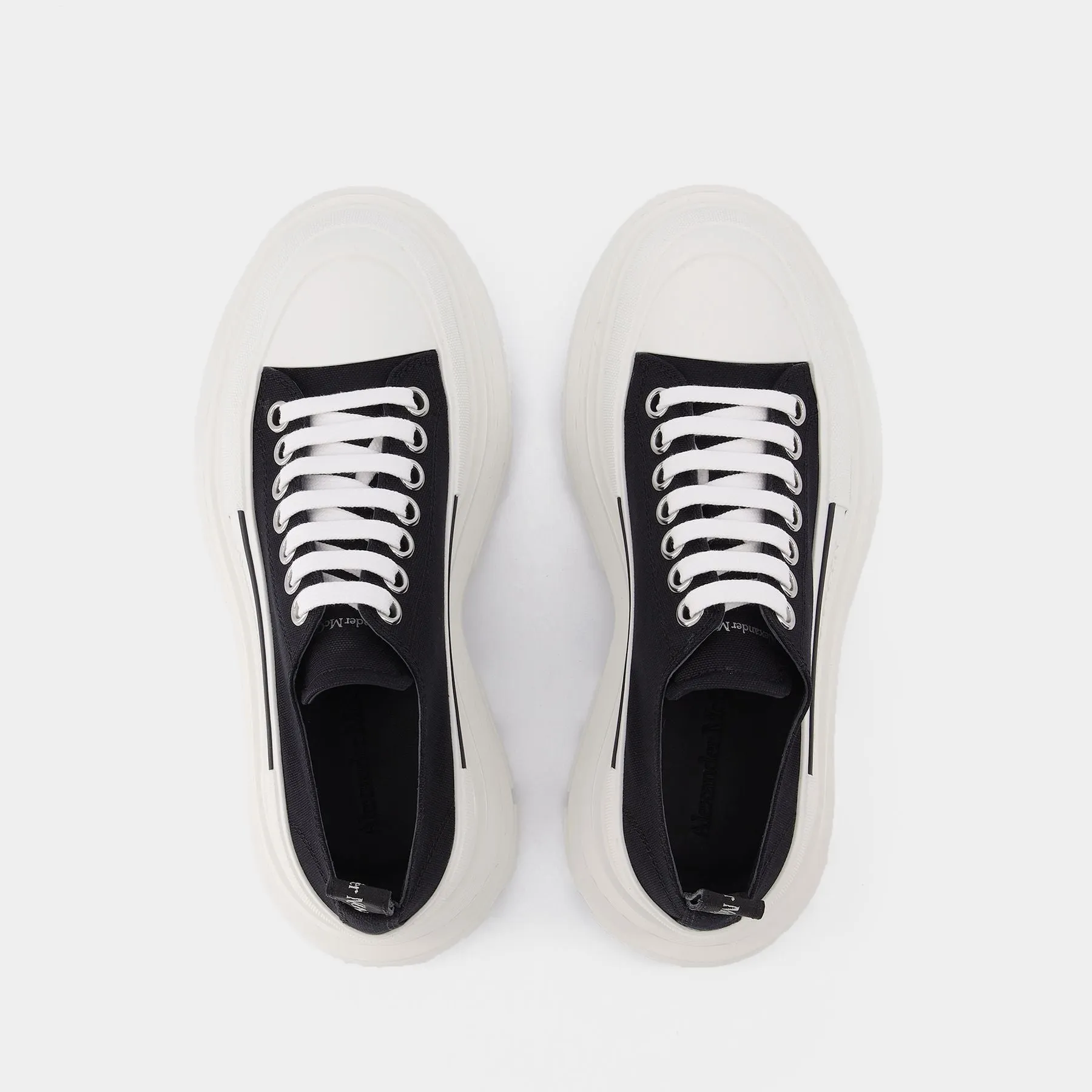 Alexander McQueen  Tread Slick Sneakers in Black and White Fabric