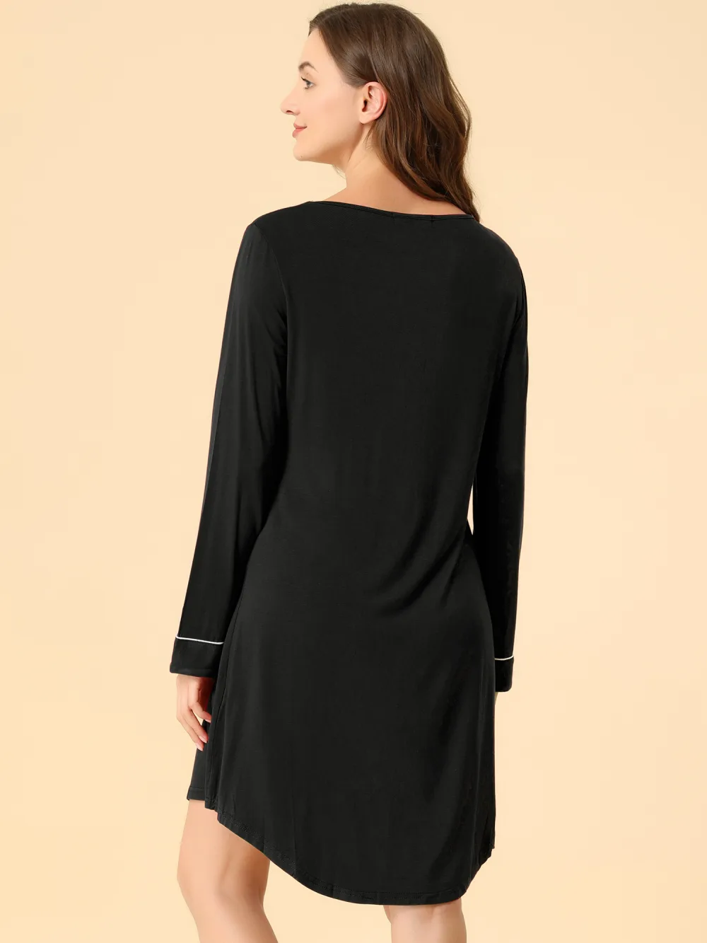 Allegra K- Round Neck Long Sleeve Sleepwear