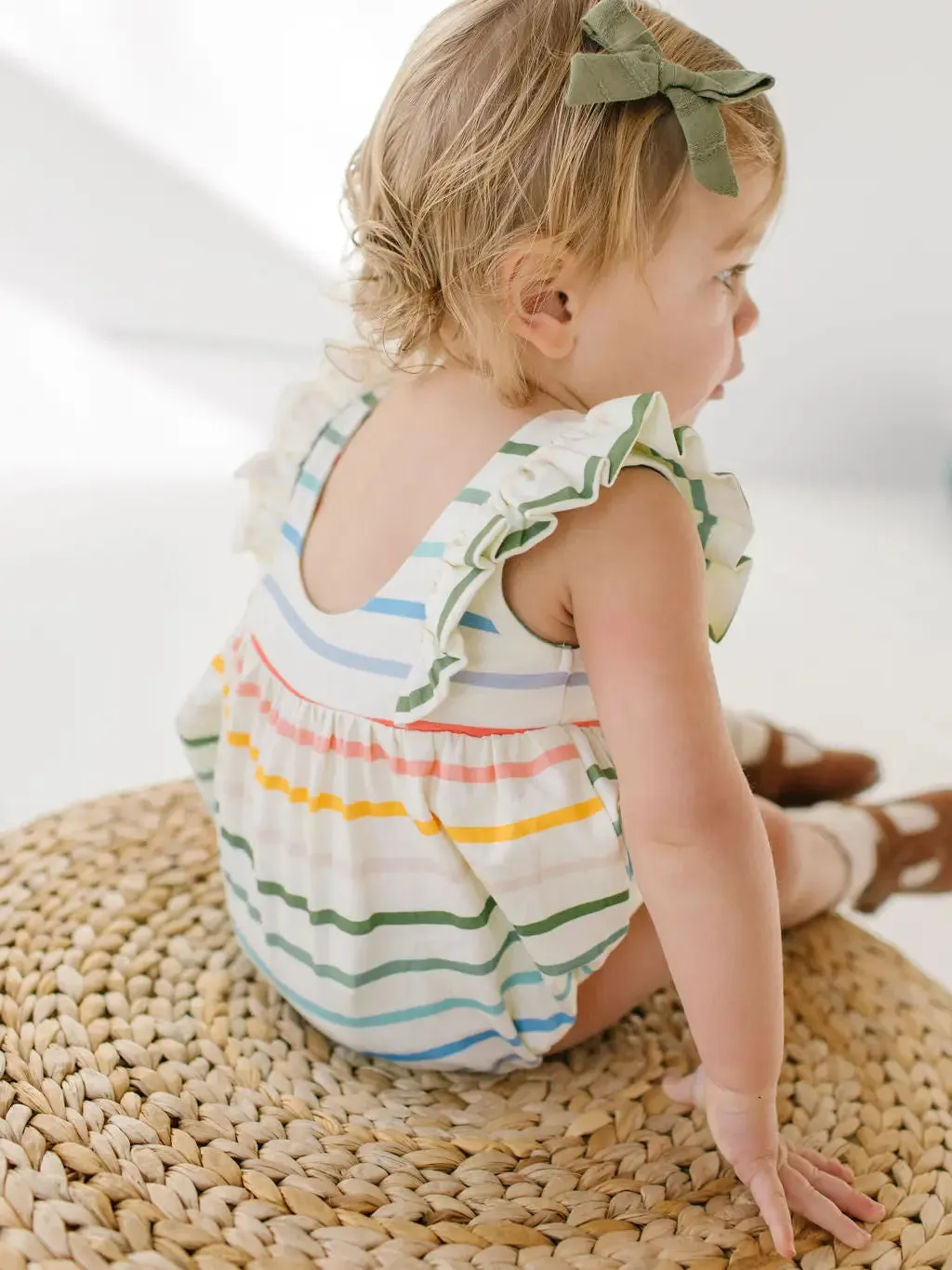 Amelia Romper in Primary Stripe