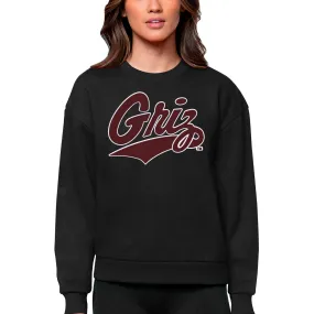 Antigua Montana Grizzlies Women's Black Victory Crewneck Pullover Sweatshirt