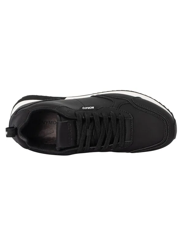 Antony Morato Low Top Faux Leather Trainers - Black/White