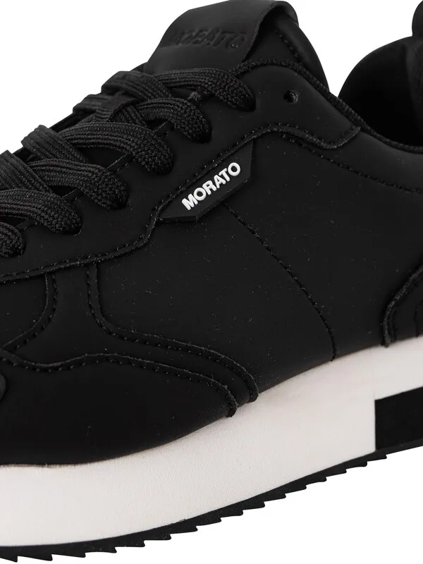 Antony Morato Low Top Faux Leather Trainers - Black/White