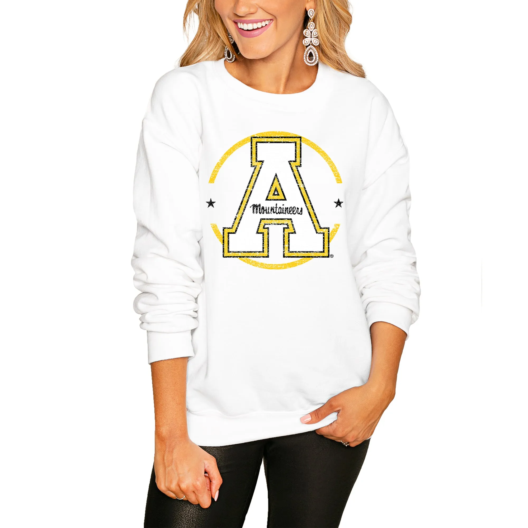 Appalachian State Mountaineers Women's White End Zone Pullover Sweatshirt