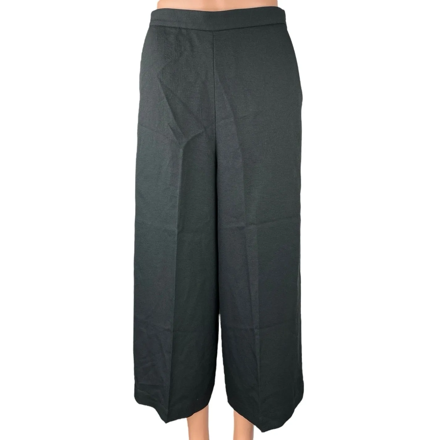 Aritzia Wilfred Black Wide Leg High Waist Zip Ankle Crop Trousers Pants Size 4