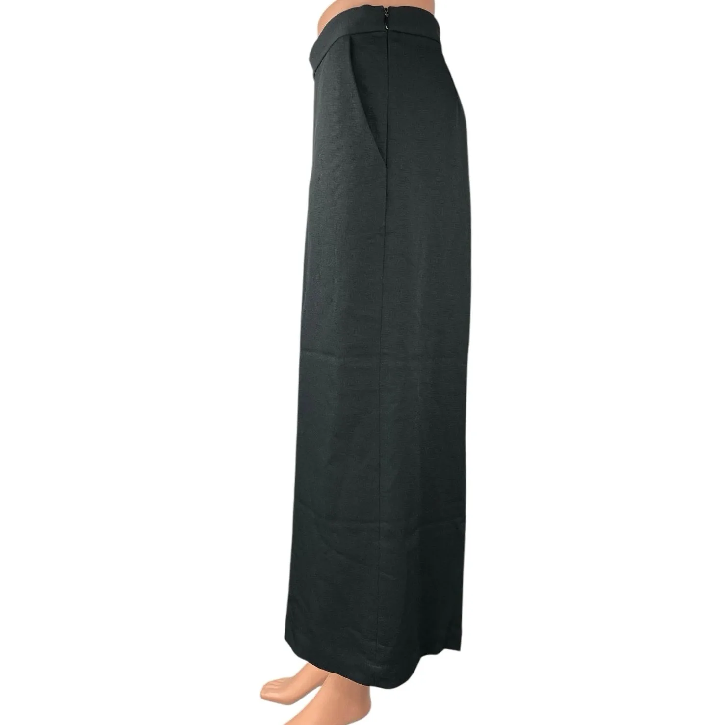 Aritzia Wilfred Black Wide Leg High Waist Zip Ankle Crop Trousers Pants Size 4