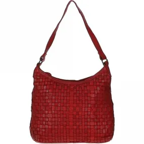 Ashwood Vintage Woven Leather Shoulder Bag Red: D-77