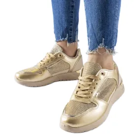 Beige and gold sneakers with decorative thread from Facondo golden