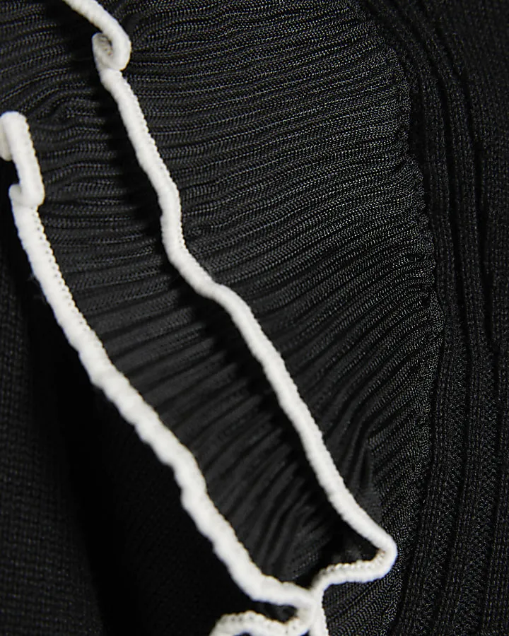 Black frill detail hybrid jumper