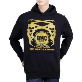 Black Regular Fit Long Sleeve Hoodie with Gold Logo