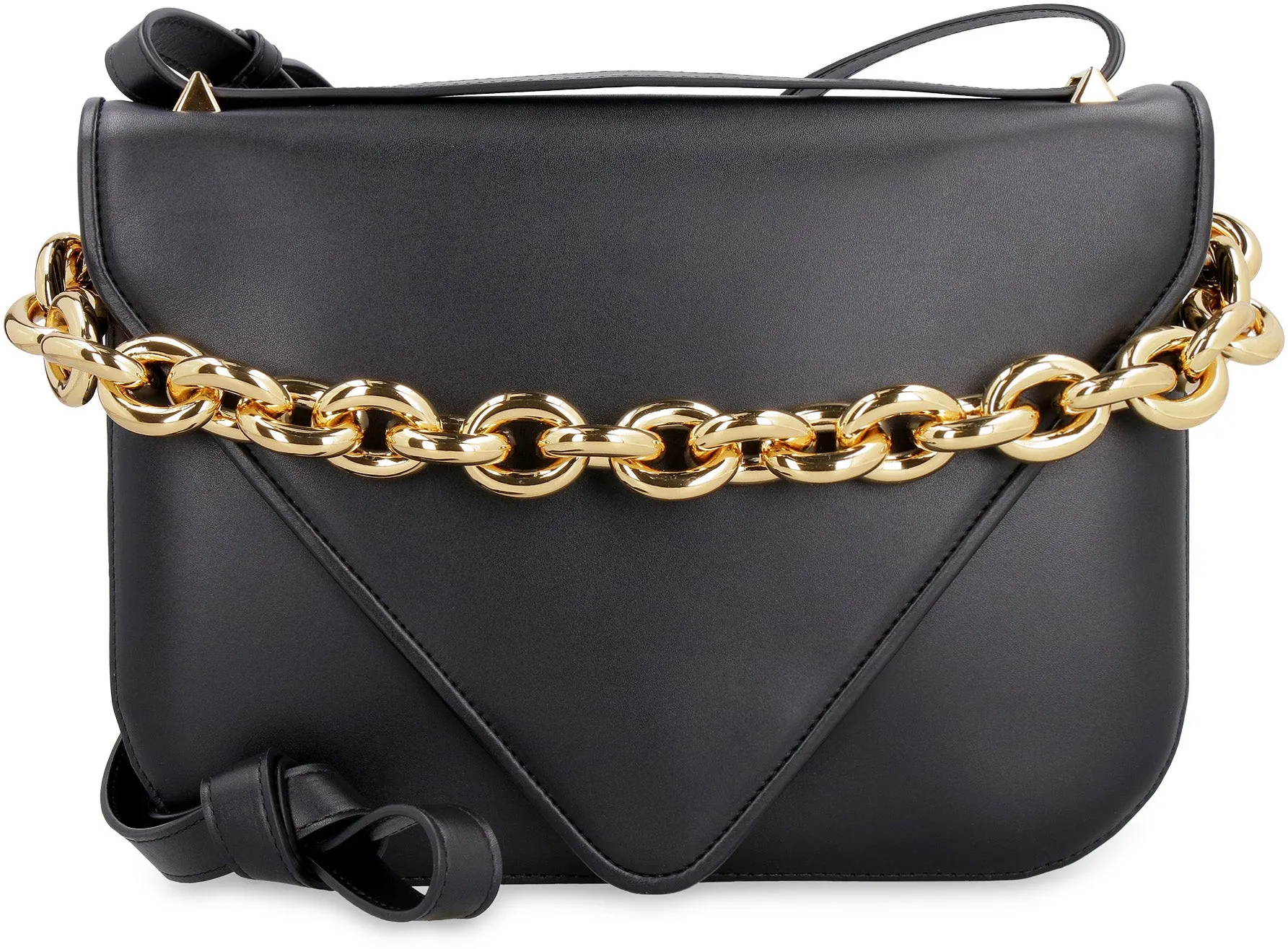 BOTTEGA VENETA Luxurious Black Calfskin Envelope Handbag for Modern Women