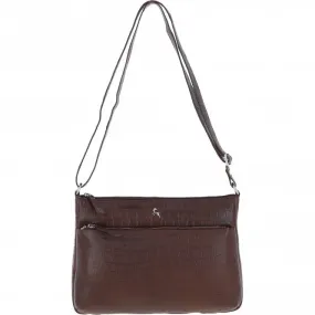 Bridge Croc Print Leather Shoulder Bag Brandy/croc: MC2