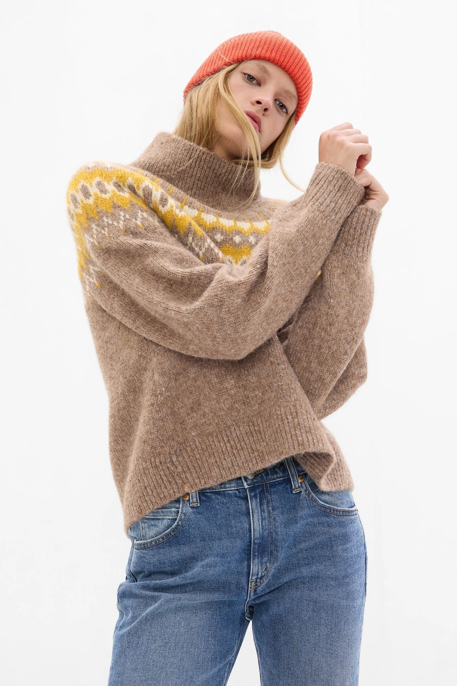 Brown Brushed Fair Isle Jumper