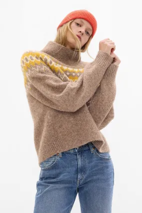 Brown Brushed Fair Isle Jumper