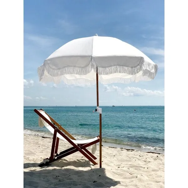 Business & Pleasure Co. Holiday Lightweight Beach Umbrella, Antique White