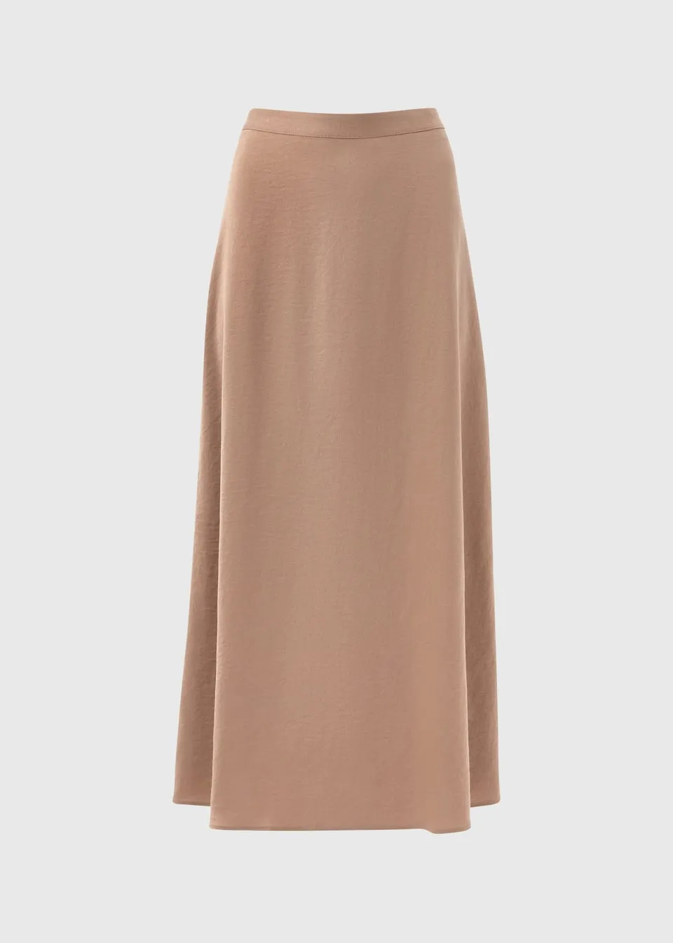 Camel Midi Satin Skirt