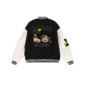 Cartoon Meal Embroidered Varsity Jacket