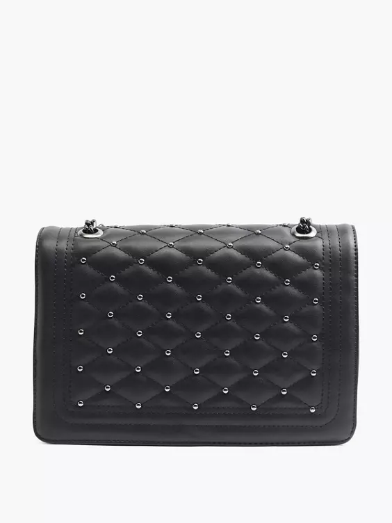 Catwalk  Black Quilted Handbag with Studded Detailing