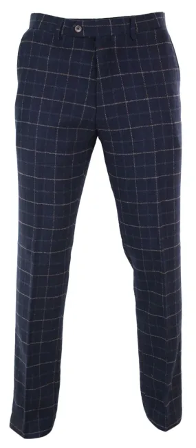 Cavani Shelby - Mens Classic Tweed Check Vintage Peaky Blinders Trousers