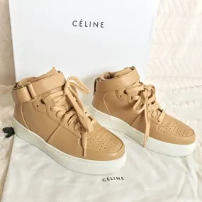 Celine Leather High-top Sneakers - Tan Beige - Brand New