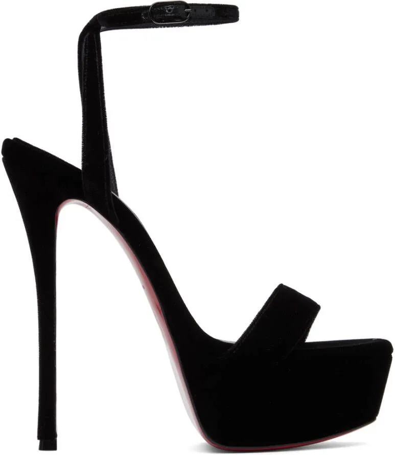 Christian Louboutin Black Loubi Queen Alta 150 Heeled Sandals