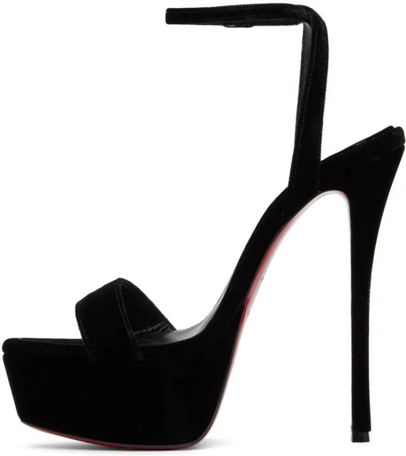 Christian Louboutin Black Loubi Queen Alta 150 Heeled Sandals