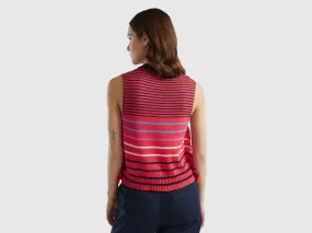 Coral red striped vest - Red Coral | Benetton