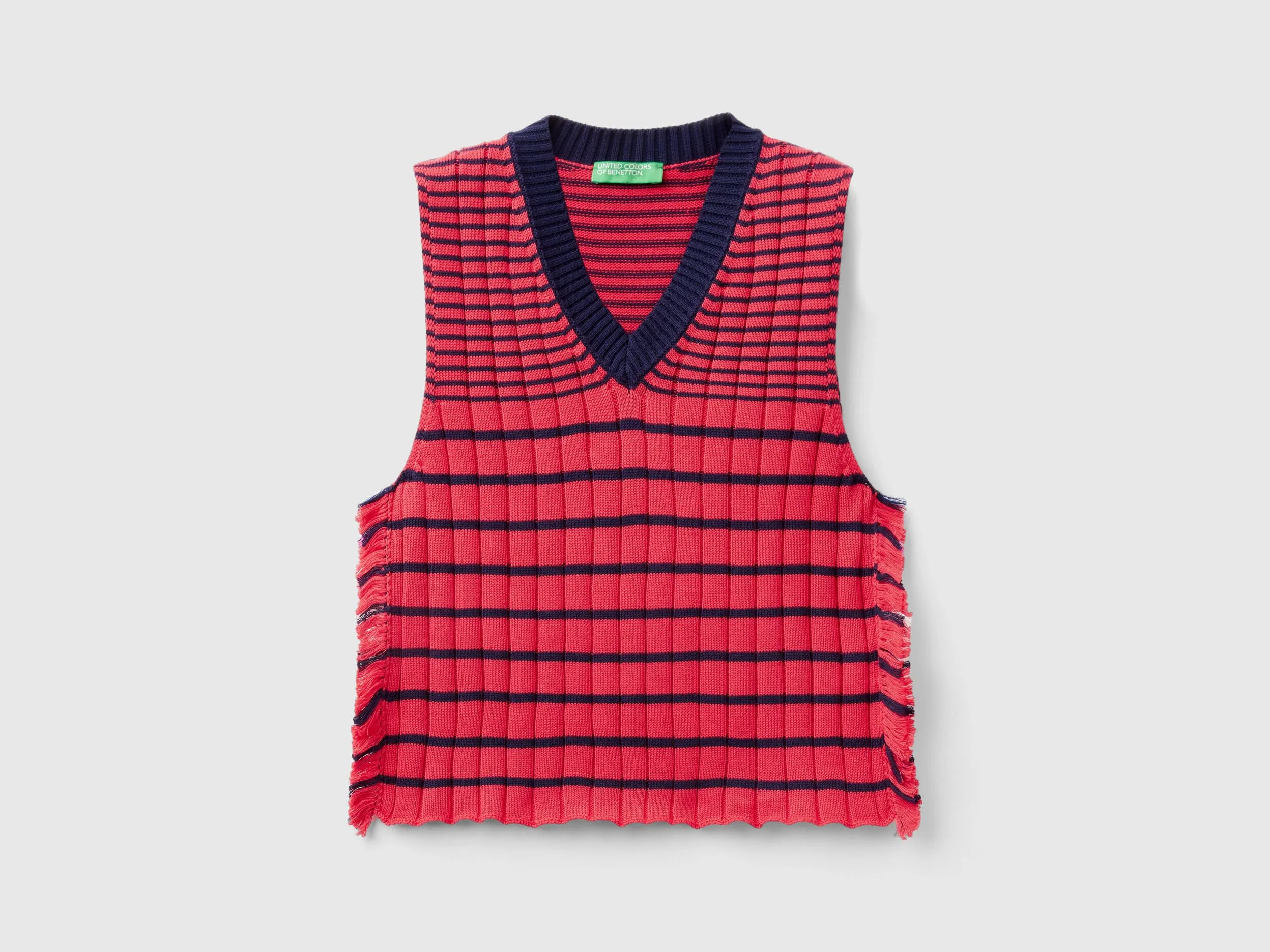 Coral red striped vest - Red Coral | Benetton