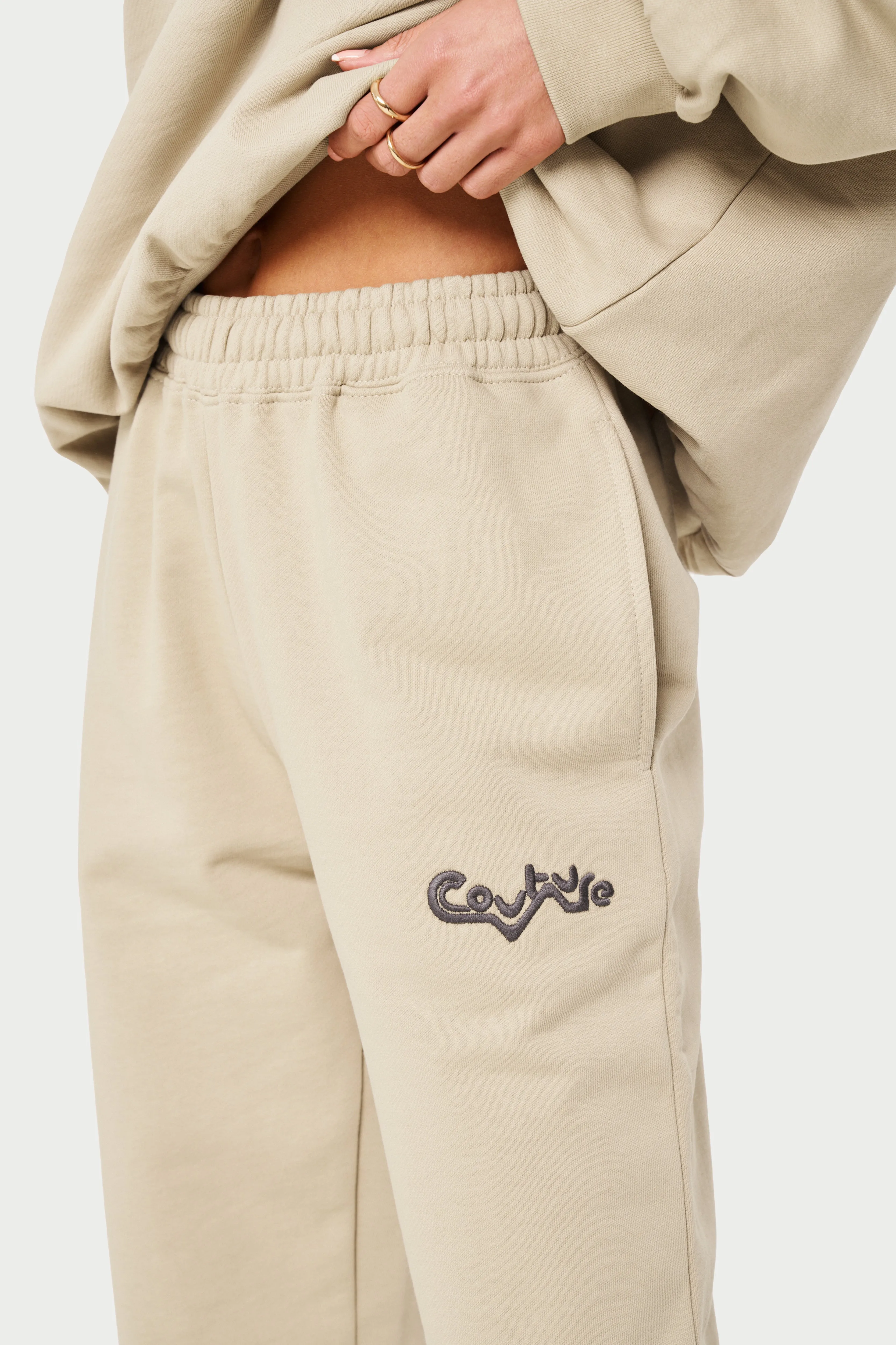 COUTURE ABSTRACT JOGGERS - BEIGE