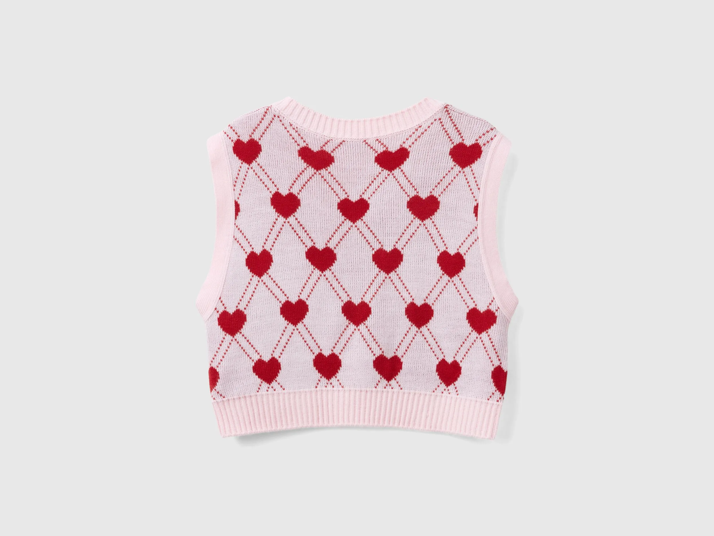 Cropped vest with heart motif - Pink | Benetton