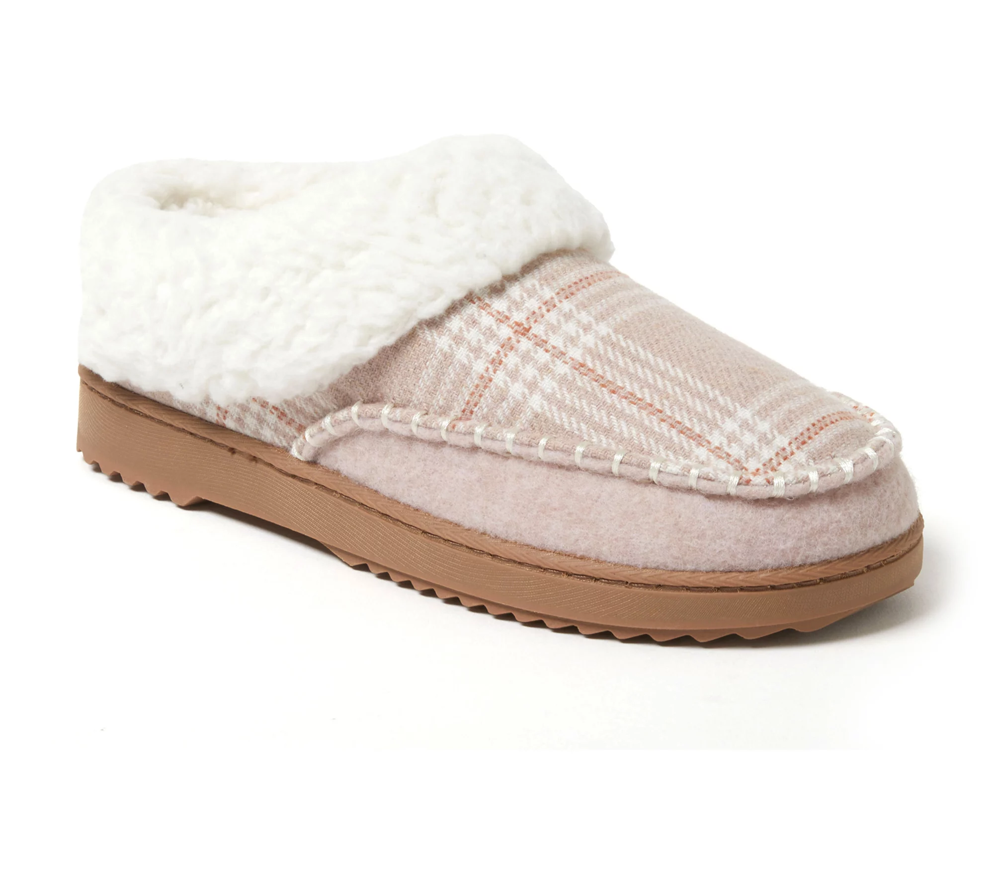 Dearfoams Women's Fur Cuff Moc Toe Clog Slipper  - Nyla