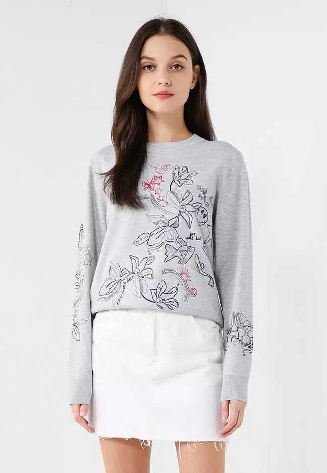 Desigual Embroidered Floral Jumper