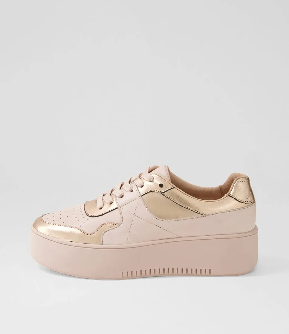 DJANGO & JULIETTE Wabeca Rose Gold Shine Dusty Pink Leather Sneakers