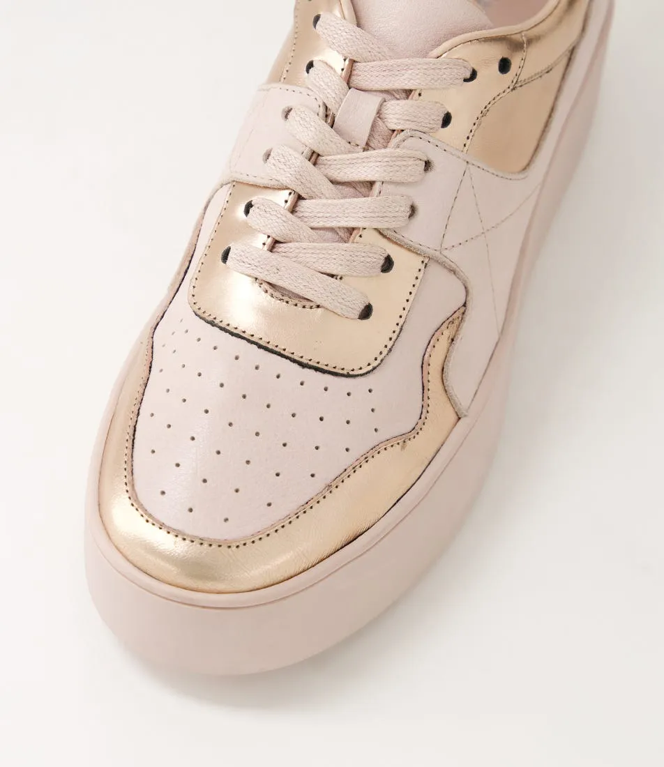 DJANGO & JULIETTE Wabeca Rose Gold Shine Dusty Pink Leather Sneakers