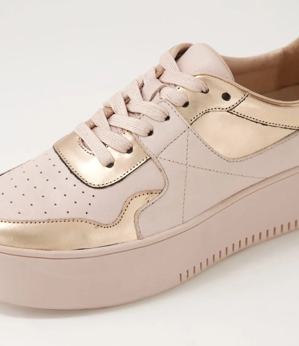 DJANGO & JULIETTE Wabeca Rose Gold Shine Dusty Pink Leather Sneakers