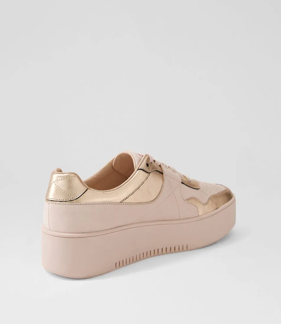 DJANGO & JULIETTE Wabeca Rose Gold Shine Dusty Pink Leather Sneakers