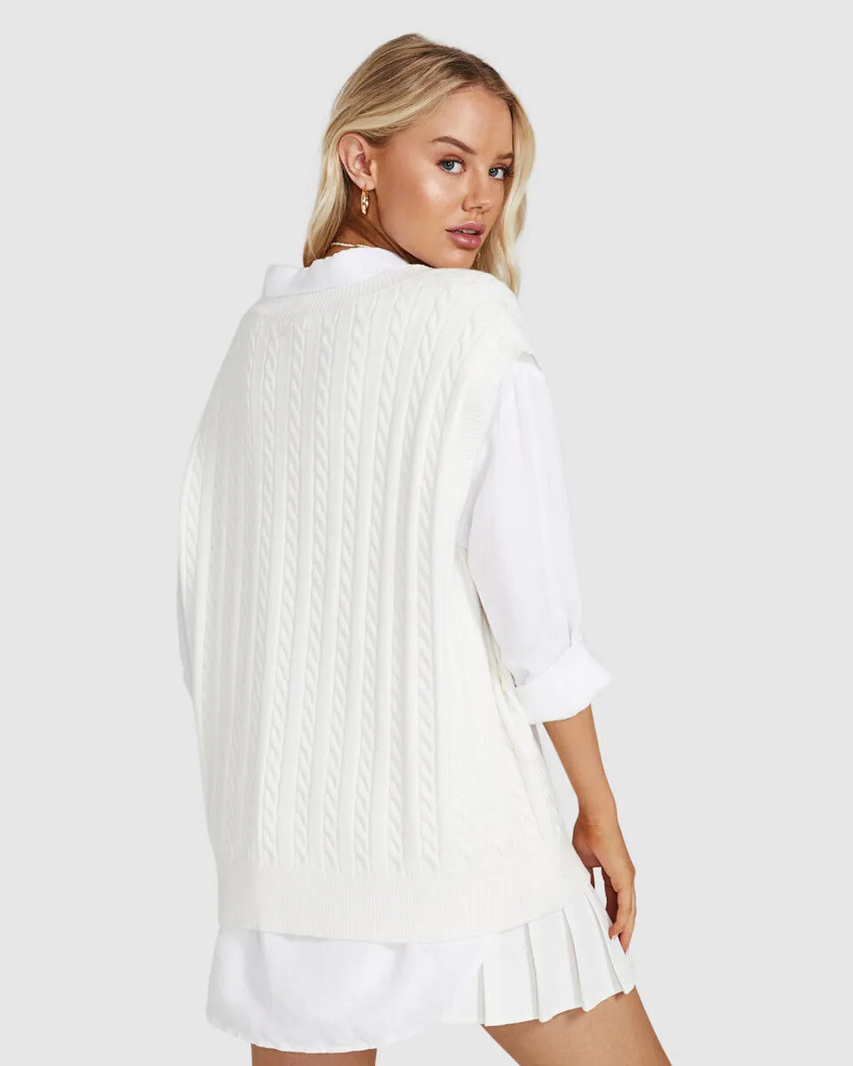 Don't Ask Amanda Kelly Knit Vest White