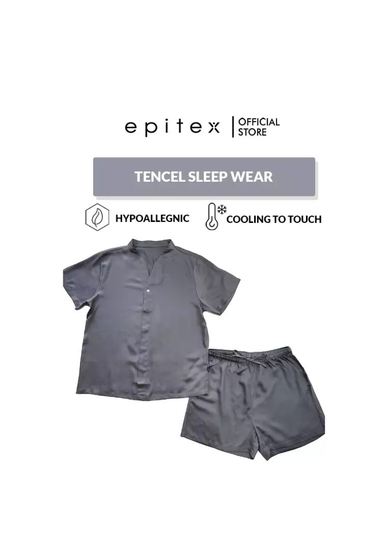 Epitex EPITEX 100% TENCEL Sleepwear Set -Soft and Cooling - Smoke Grey - Lounge Wear - Pajama Set - Loose Fitting