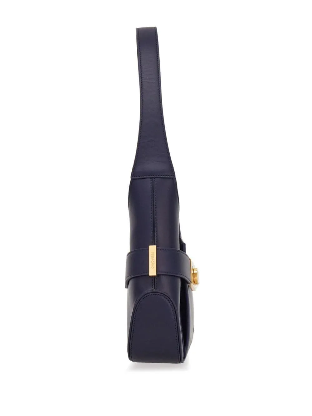 FERRAGAMO Navy Leather Medium Hobo Shoulder Bag for Women