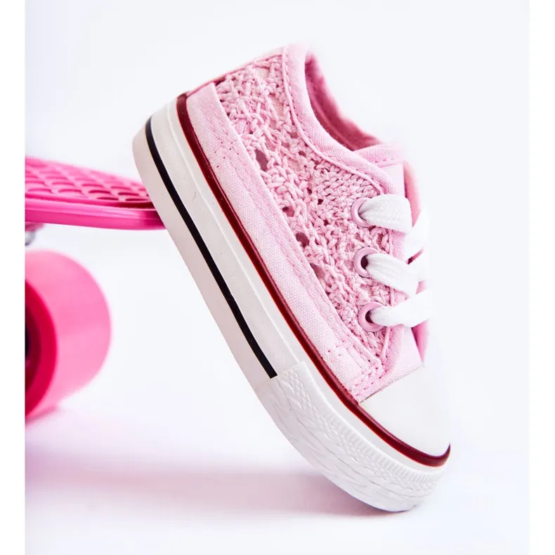 FR1 Children's Sneakers With Lace White Roly-Poly pink