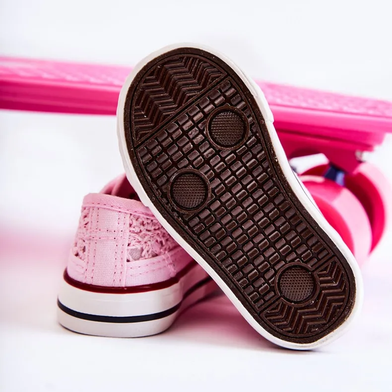 FR1 Children's Sneakers With Lace White Roly-Poly pink