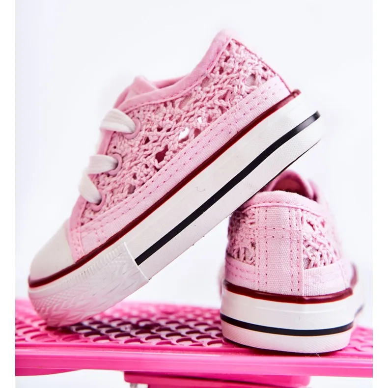 FR1 Children's Sneakers With Lace White Roly-Poly pink