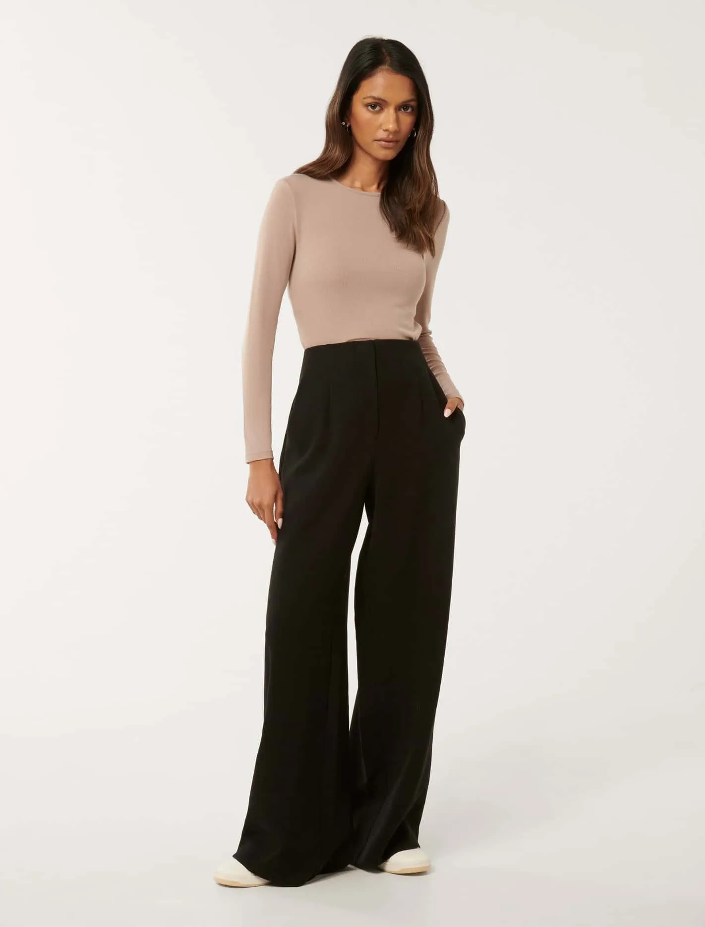 Freya Petite High-Waisted Wide-Leg Trousers